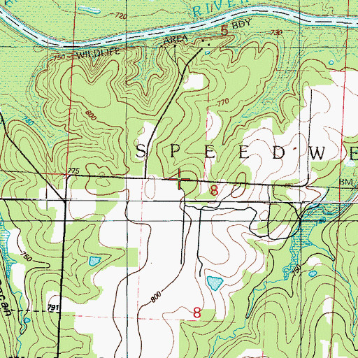Topographic Map of Dewey School (historical), MO