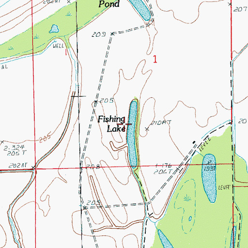 Topographic Map of Fishing Lake, AR