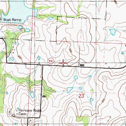 Topographic Map of Fairview School (historical), MO