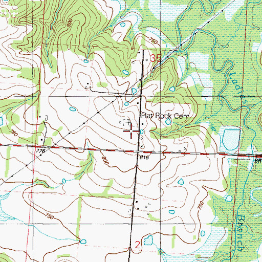 Topographic Map of Flat Rock School (historical), MO