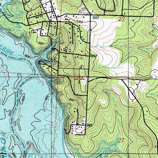 Topographic Map of Fox Ridge School, MO