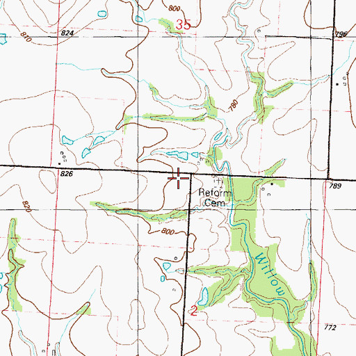 Topographic Map of German Reformed Church (historical), MO