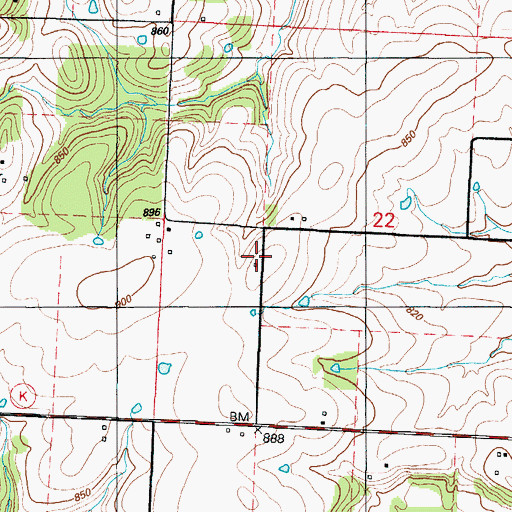Topographic Map of Gordon School (historical), MO