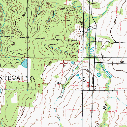 Topographic Map of Green Top School (historical), MO