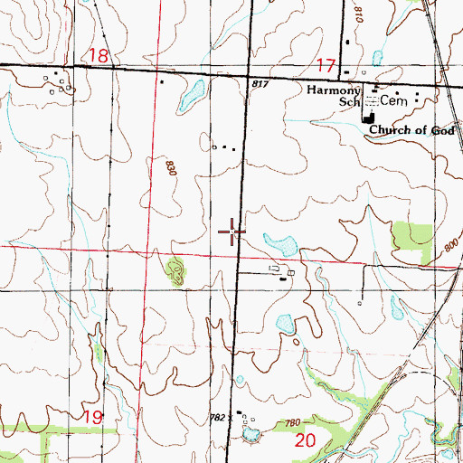 Topographic Map of Greencastle School (historical), MO