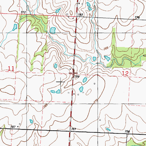 Topographic Map of Lake School (historical), MO