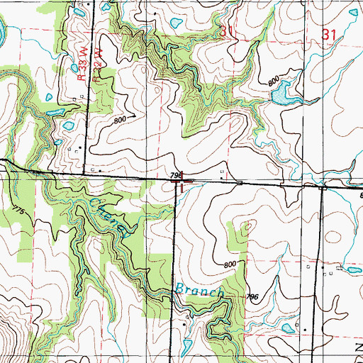 Topographic Map of Lone Star School (historical), MO