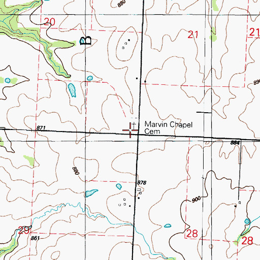 Topographic Map of Marvin Chapel (historical), MO