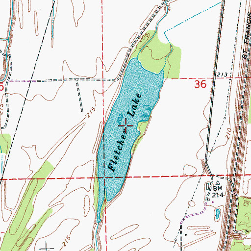 Topographic Map of Fletcher Lake, AR