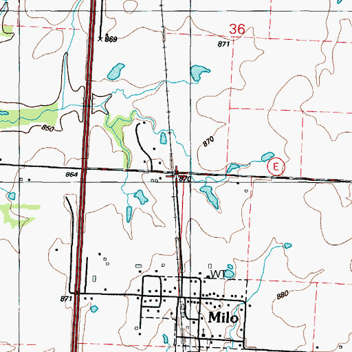 Topographic Map of Milo School (historical), MO