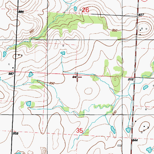 Topographic Map of Moss School (historical), MO