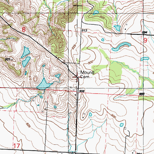 Topographic Map of Mound Cemetery, MO