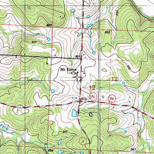Topographic Map of Mount Enon School (historical), MO