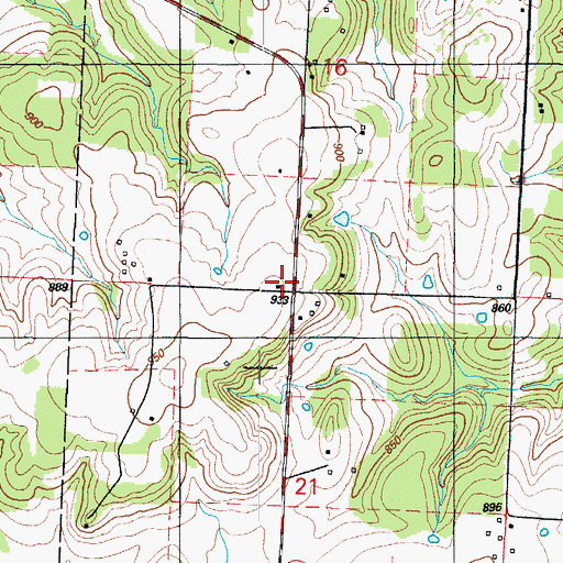 Topographic Map of Oak Dell Church, MO