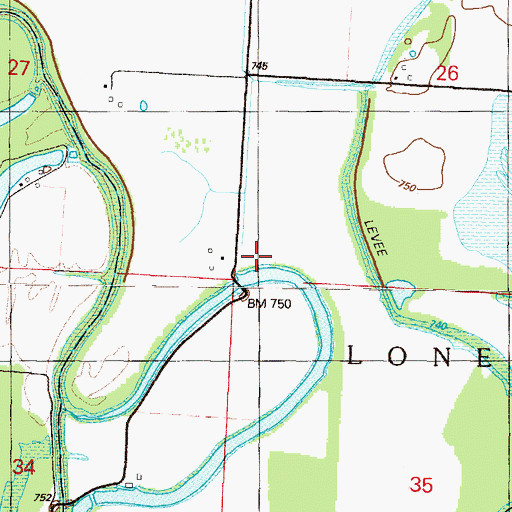 Topographic Map of Oak Grove School (historical), MO