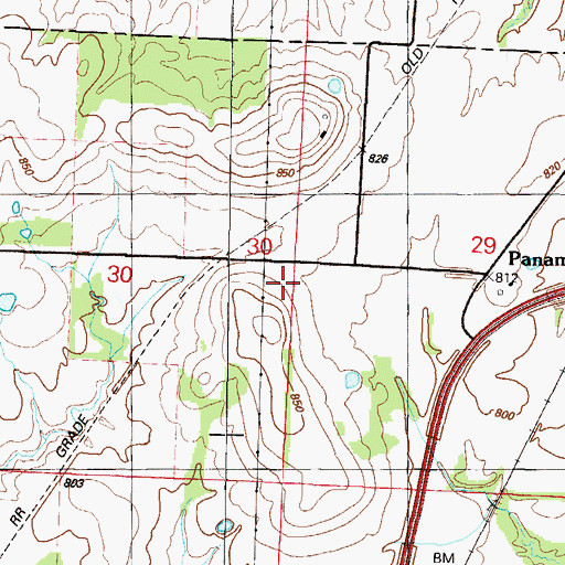 Topographic Map of Panama School (historical), MO