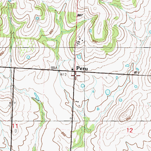 Topographic Map of Peru School (historical), MO