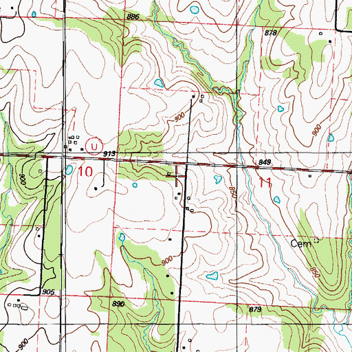Topographic Map of Pleasant Ridge School (historical), MO