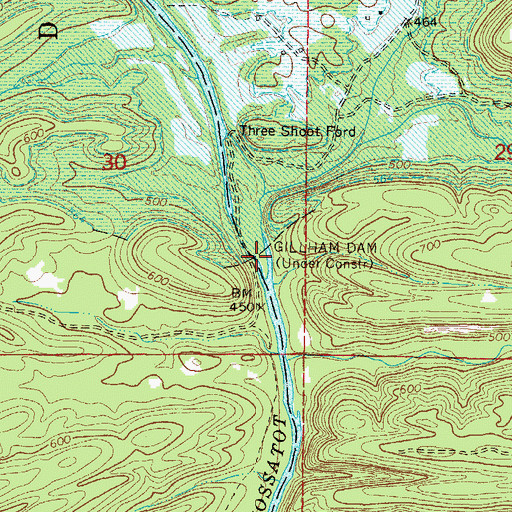 Topographic Map of Gillham Dam, AR