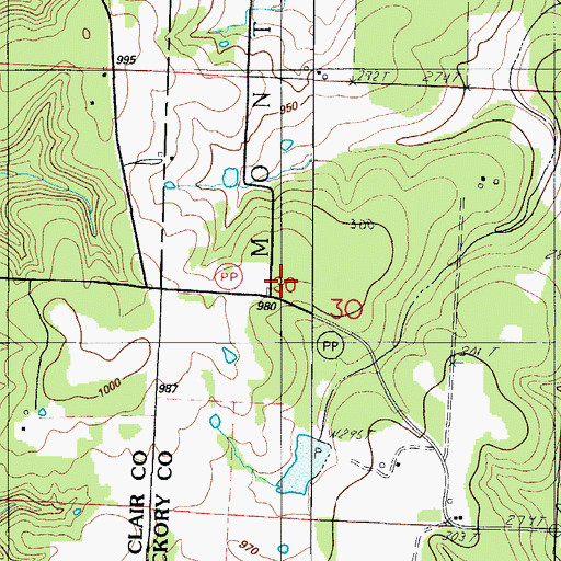 Topographic Map of Prairie Grove School (historical), MO