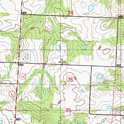 Topographic Map of Reavley School (historical), MO