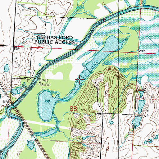 Topographic Map of Elks Lake, MO