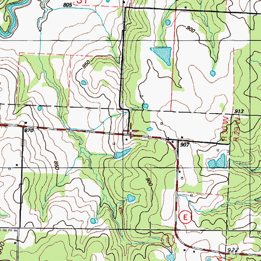 Topographic Map of Round Prairie School (historical), MO
