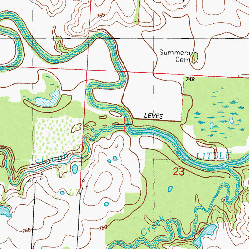 Topographic Map of Townsend Slough, MO