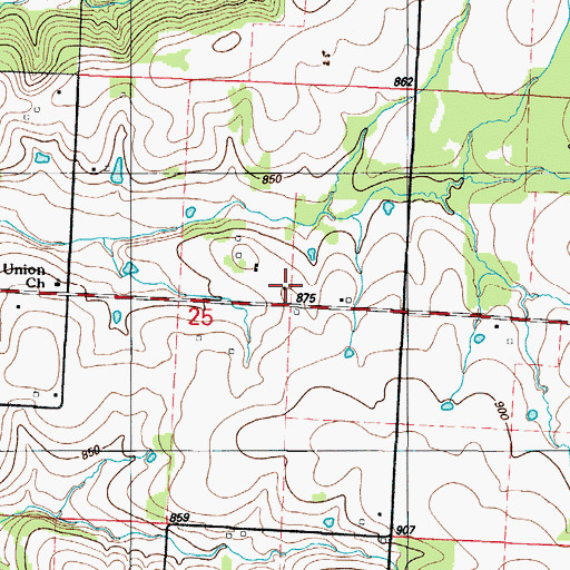 Topographic Map of West Union School (historical), MO