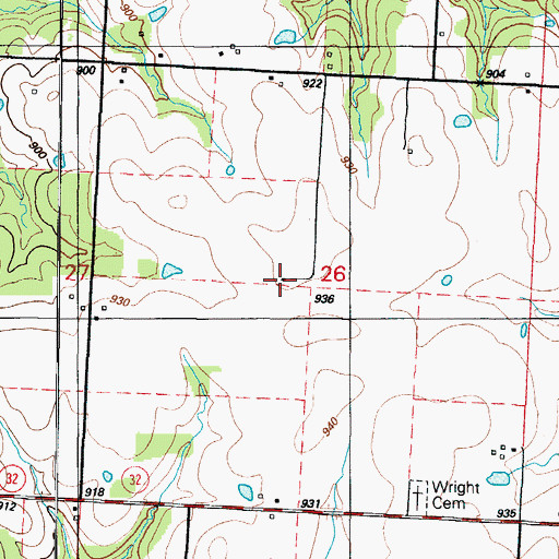 Topographic Map of Wright School (historical), MO