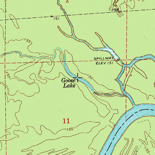 Topographic Map of Goose Lake, AR