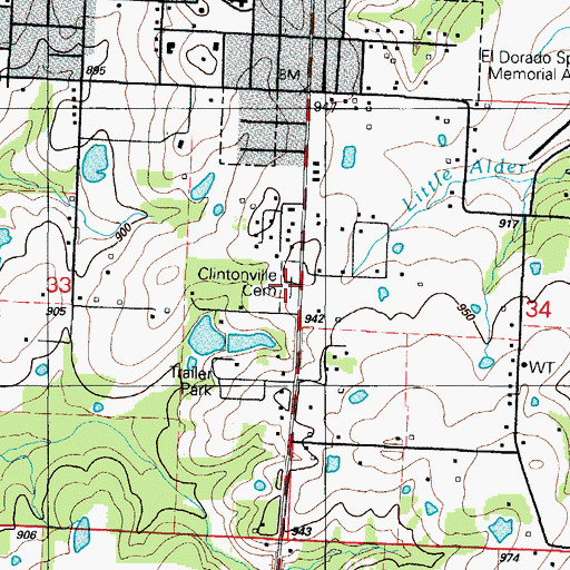 Topographic Map of Clintonville Cemetery, MO