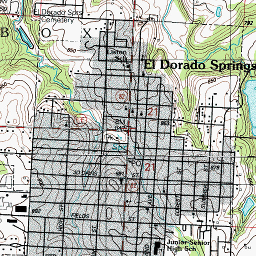 Topographic Map of El Dorado Springs, MO