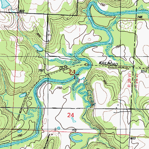 Topographic Map of Fly Creek, MO