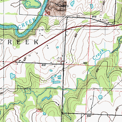 Topographic Map of Fly Creek School (historical), MO