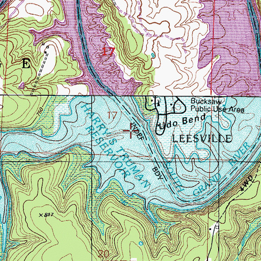 Topographic Map of Jackson Branch, MO