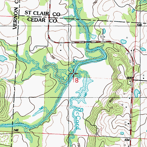 Topographic Map of McCord Branch, MO