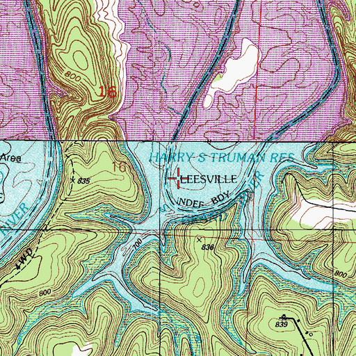 Topographic Map of McGuiness Bend (historical), MO