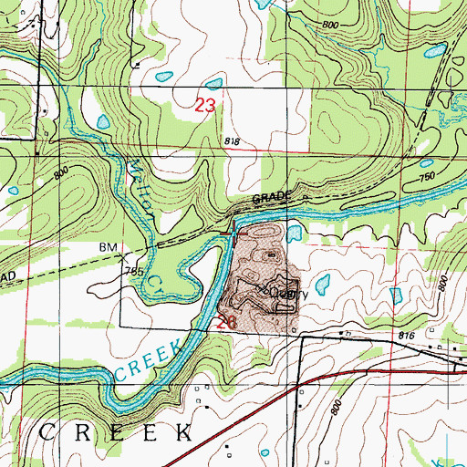 Topographic Map of Melton Creek, MO