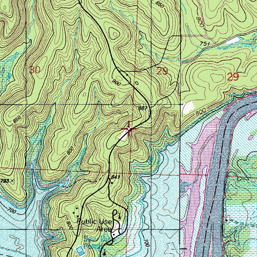 Topographic Map of Mountain Home School, MO