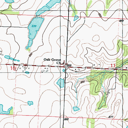 Topographic Map of Oak Grove Church, MO