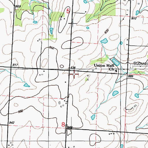 Topographic Map of Union Hall School (historical), MO