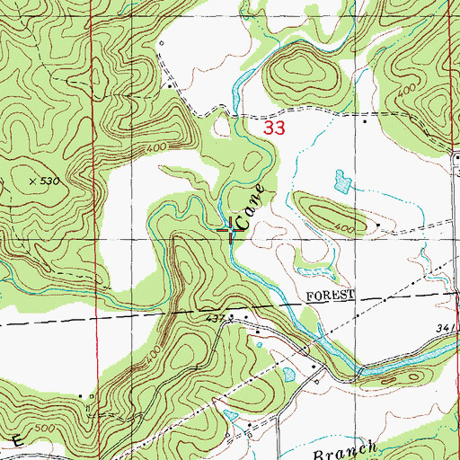 Topographic Map of Tenmile Creek, MO