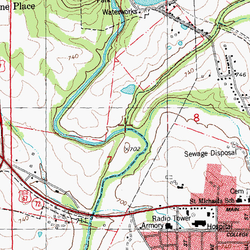 Topographic Map of Village Creek, MO