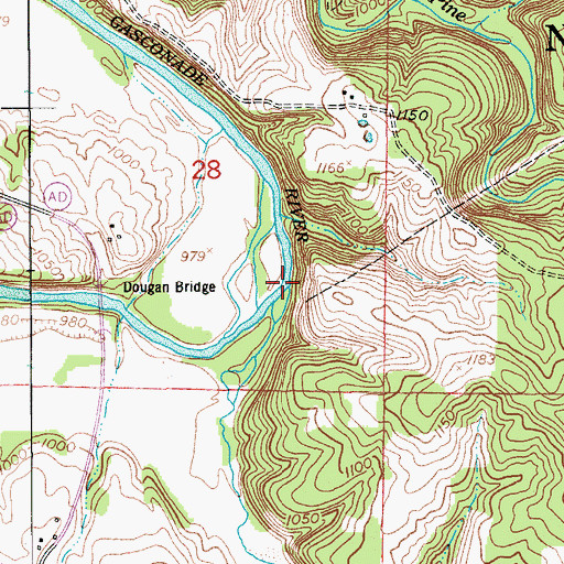 Topographic Map of Norris Creek, MO