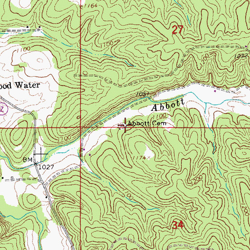 Topographic Map of Abbott Cemetery, MO