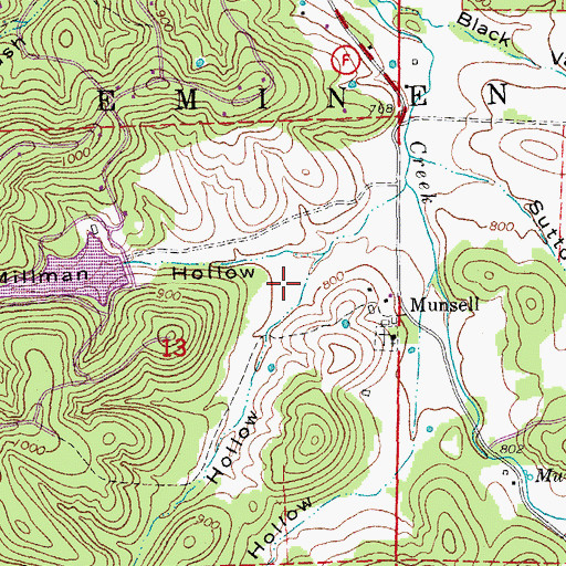 Topographic Map of Abe Hollow, MO