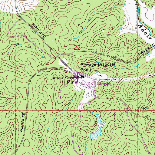 Topographic Map of Adair Creek Mine, MO
