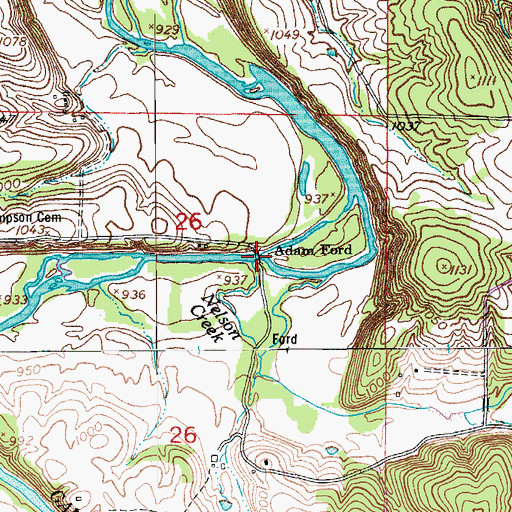 Topographic Map of Adam Ford, MO