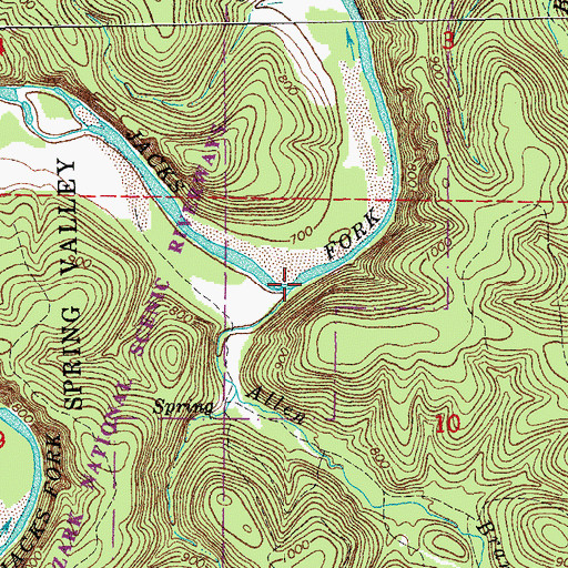 Topographic Map of Island Branch, MO